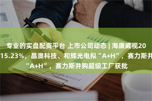 专业的实盘配资平台 上市公司动态 | 海康威视2024年净利同比降15.23%，晶澳科技、和辉光电拟“A+H”，赛力斯并购超级工厂获批